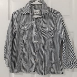 Live a Little LAL Striped Denim Jacket Size M